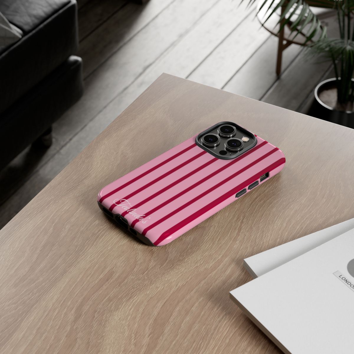 Pink stripey case